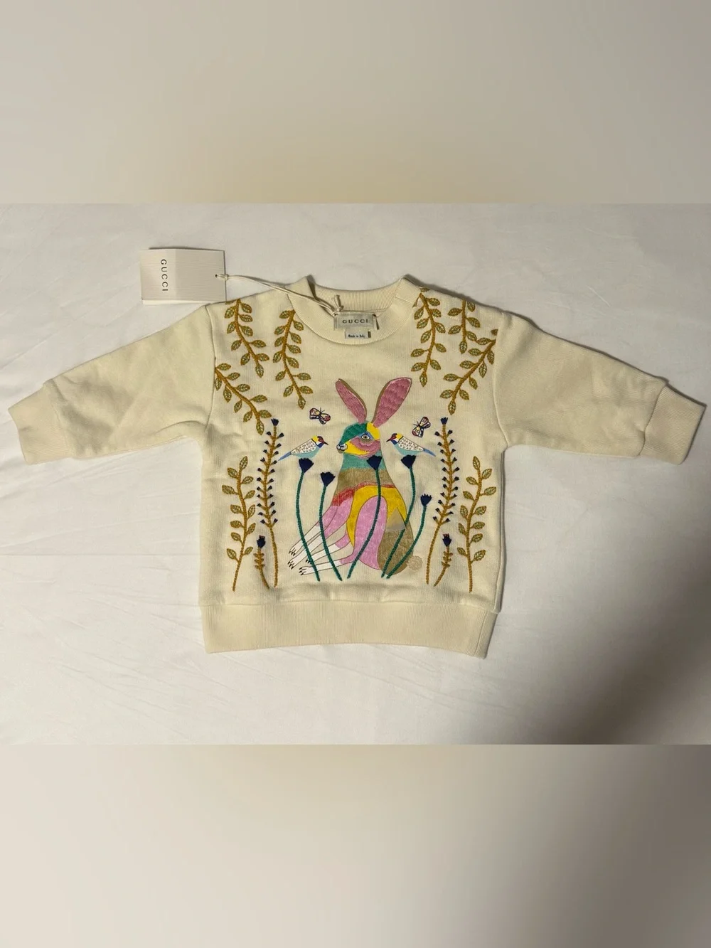 Gucci Babies' X Ashley Percival Embroidered Sweatshirt In Neutrals